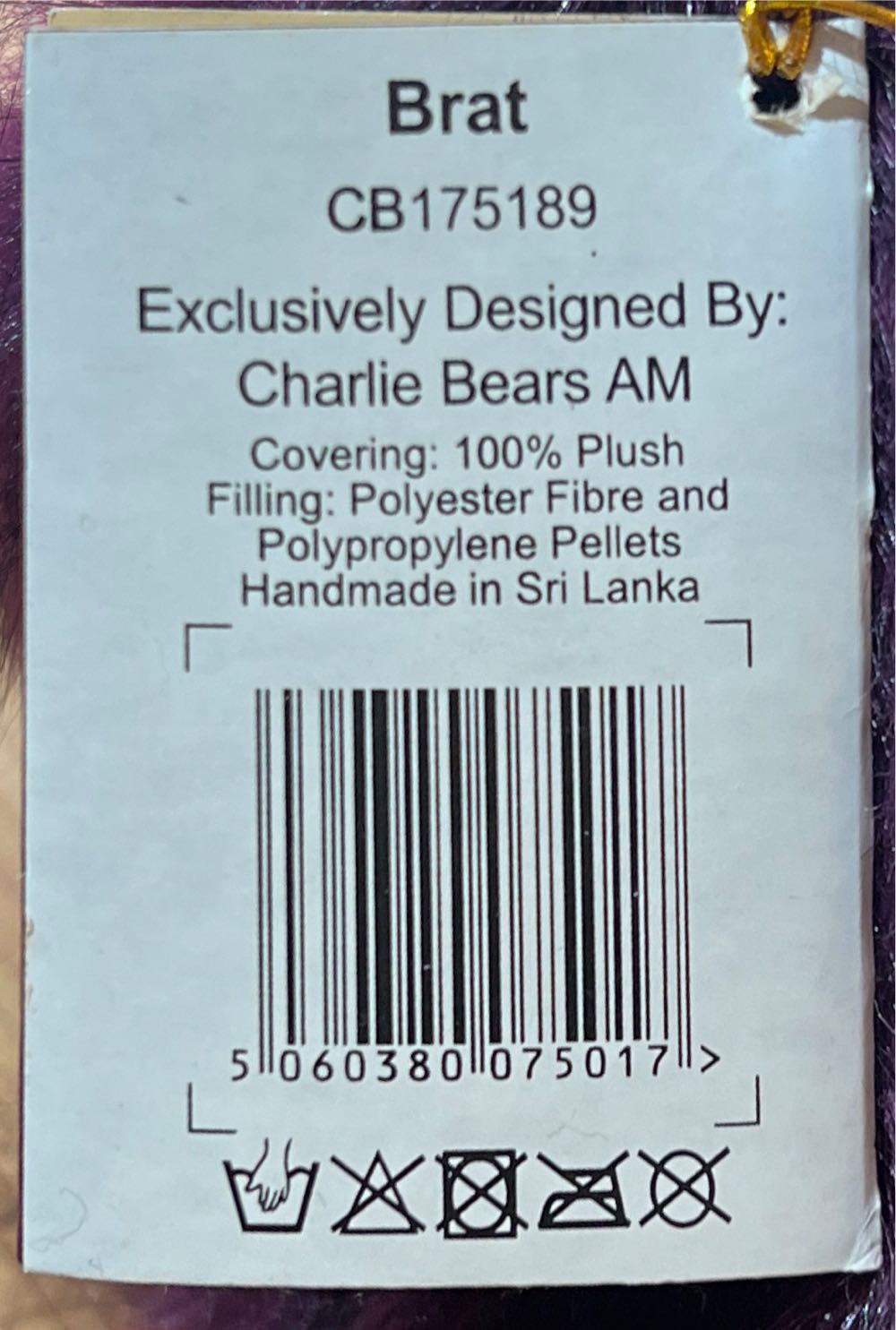 Brat (Charlie Bear: Plush Collection)  (United Kingdom) plush collectible [Barcode 5060380075017] - Main Image 2