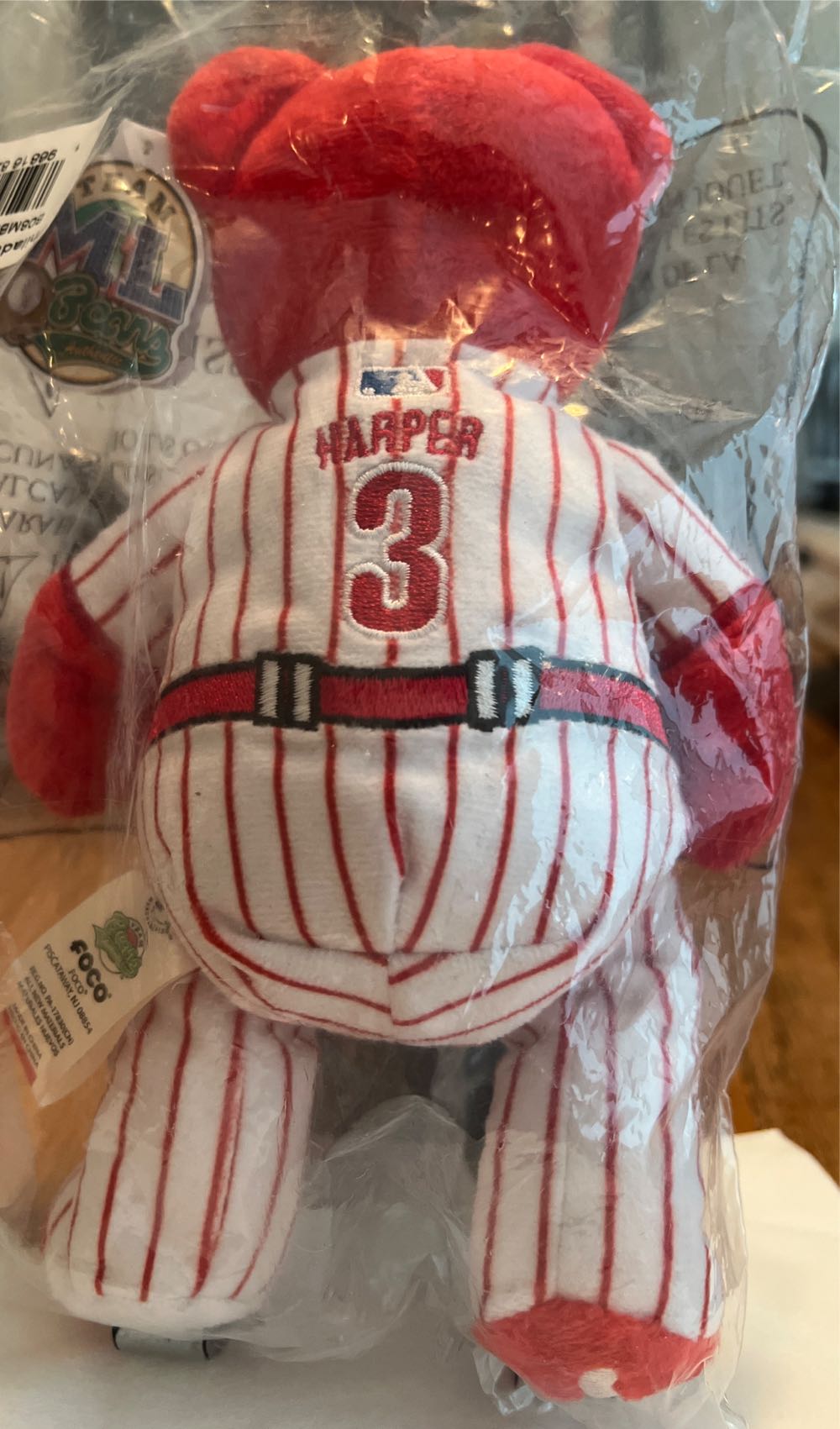 Bryce Harper Philadelphia Phillies Team Beans Embroidered Player Bear × 1  plush collectible [Barcode 196816826177] - Main Image 3