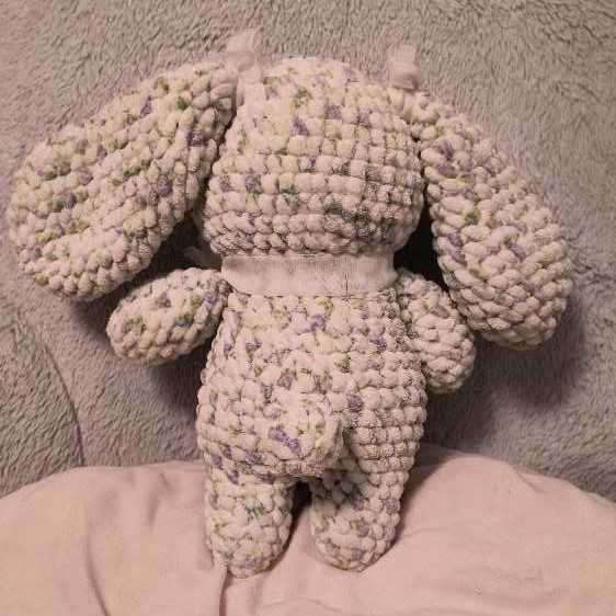 Handmade Crochet Bunny - Premier Bloom Chenille ” Lilac ”  plush collectible - Main Image 2