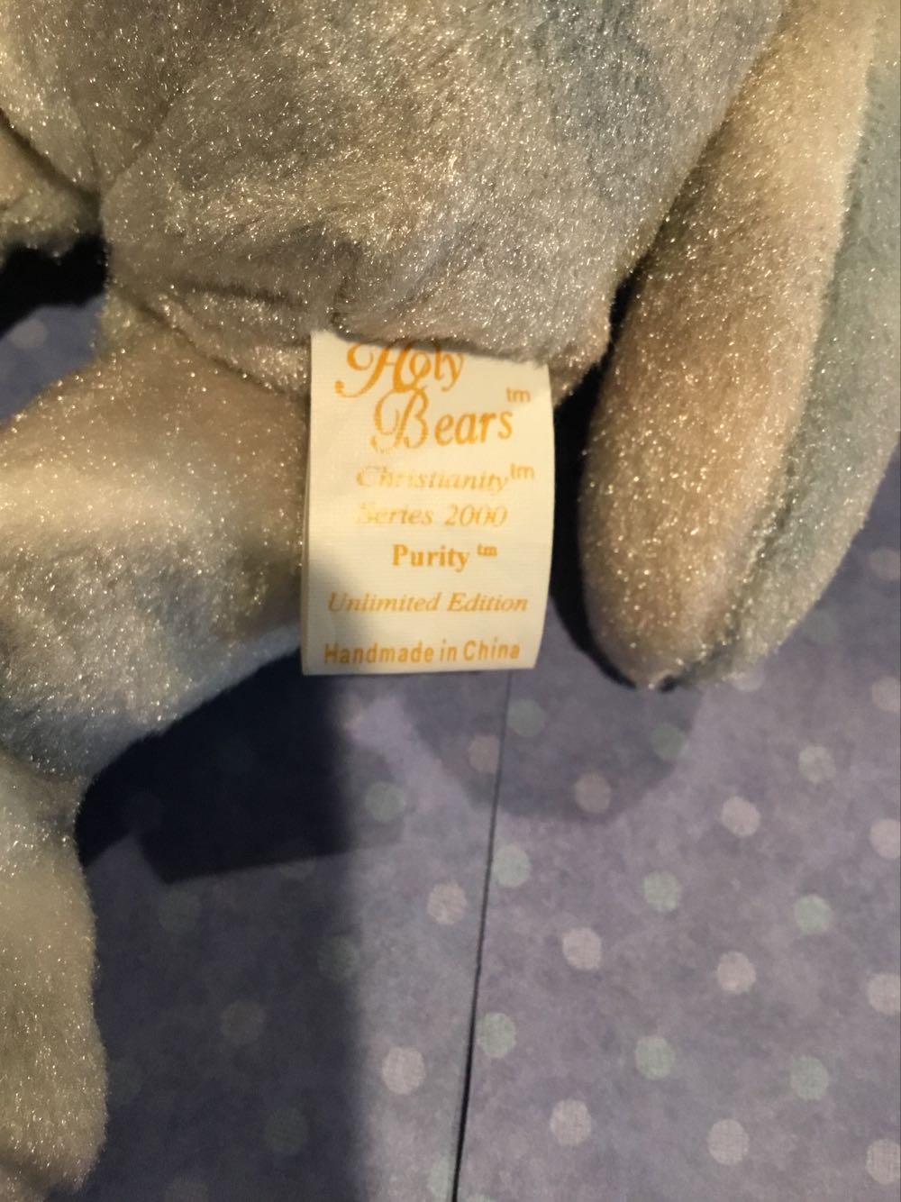 Purity Holy Bears Purity Sacrament Series Baptism New Tags Bible Beanie Toy Pink Bear 8.5” Blue 9”  plush collectible [Barcode 793028303993] - Main Image 3