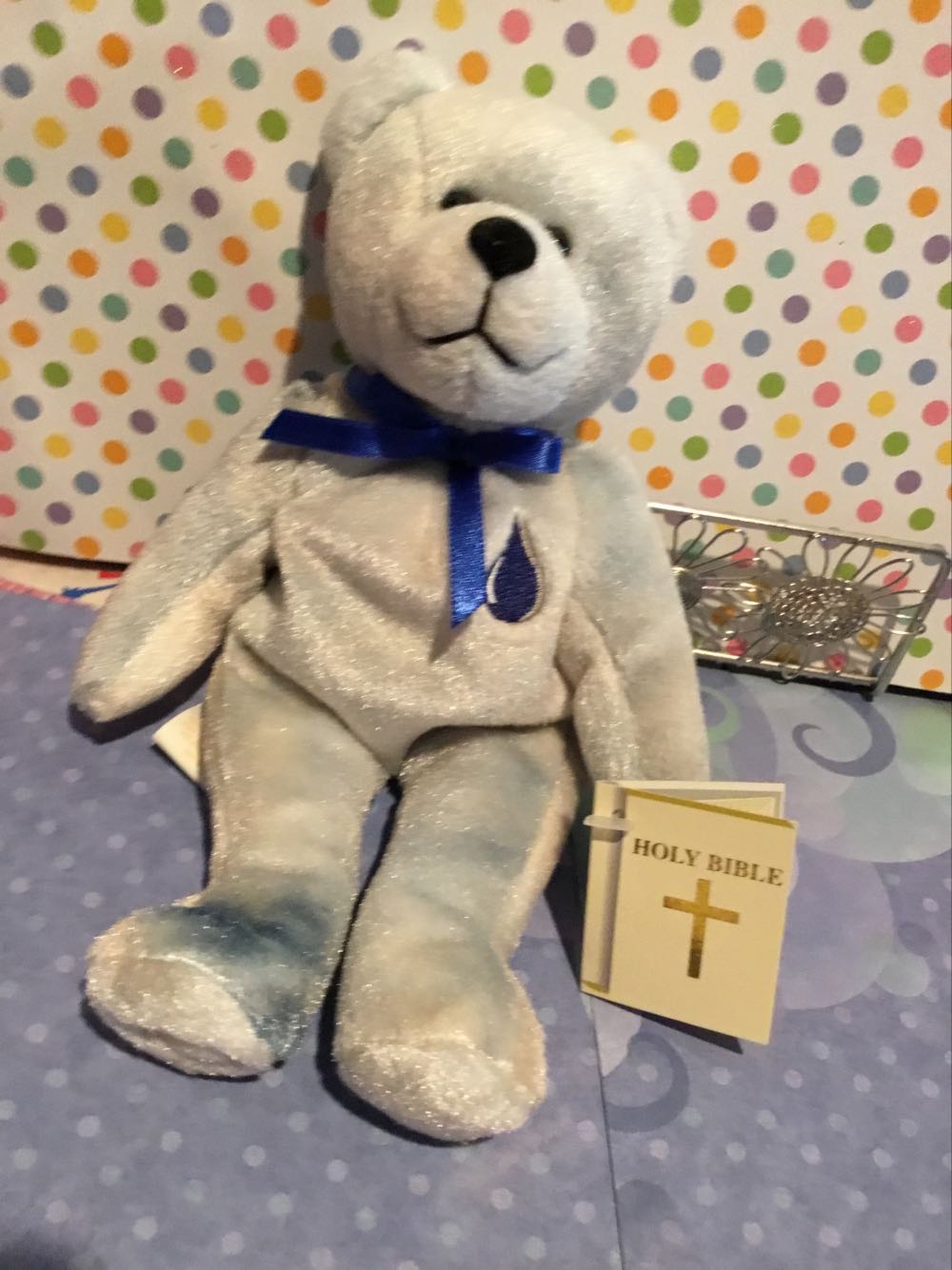Purity Holy Bears Purity Sacrament Series Baptism New Tags Bible Beanie Toy Pink Bear 8.5” Blue 9”  plush collectible [Barcode 793028303993] - Main Image 4