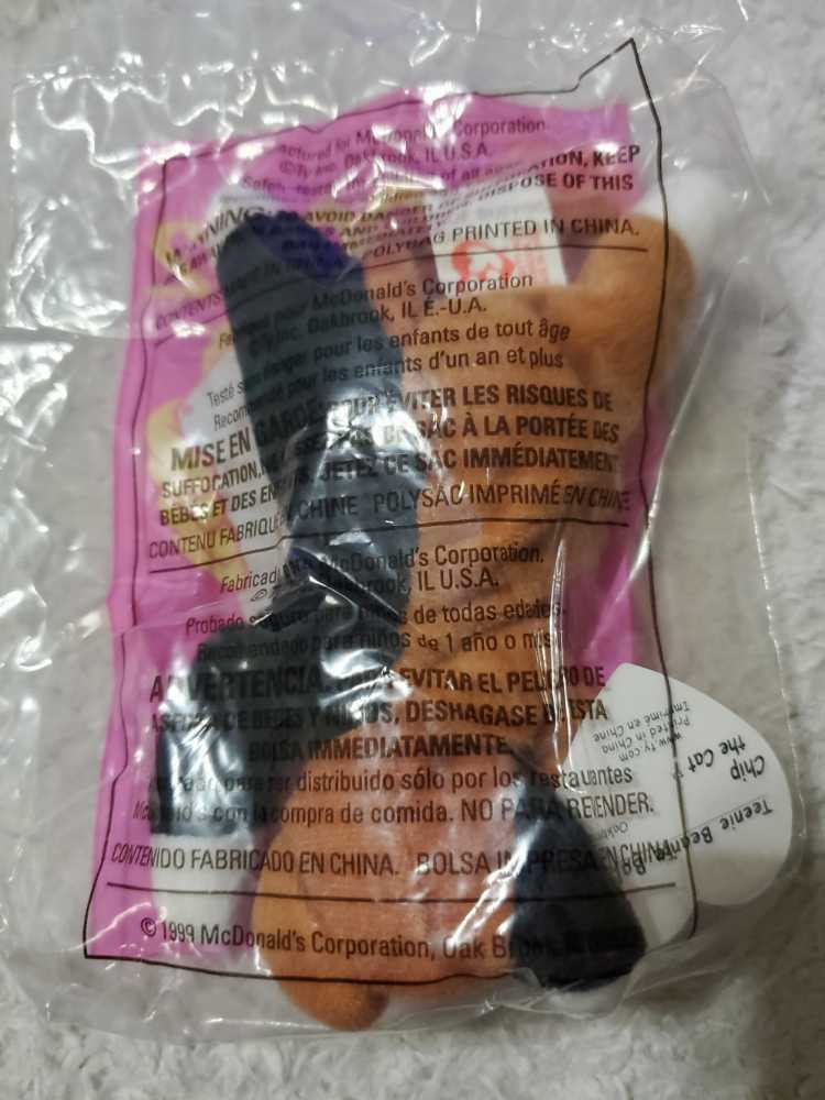 1999 McDonald’s #12 Chip The Cat  plush collectible - Main Image 2