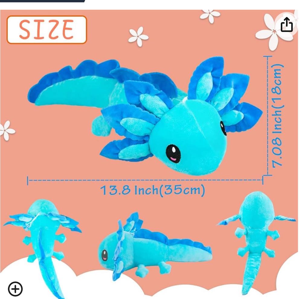 Putrer 2pcs Salamander Axilotl pink and pack  plush collectible - Main Image 2