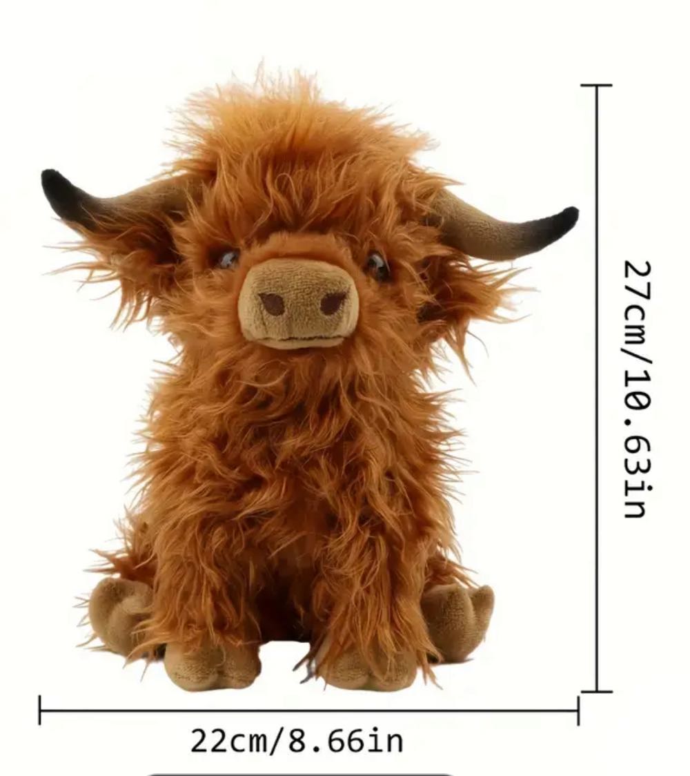 Molutian Cuddly 27CM/11’’ Highland Cow Plush Toy - Kyloe Stuffed Animal Dolls  (United States) plush collectible - Main Image 2