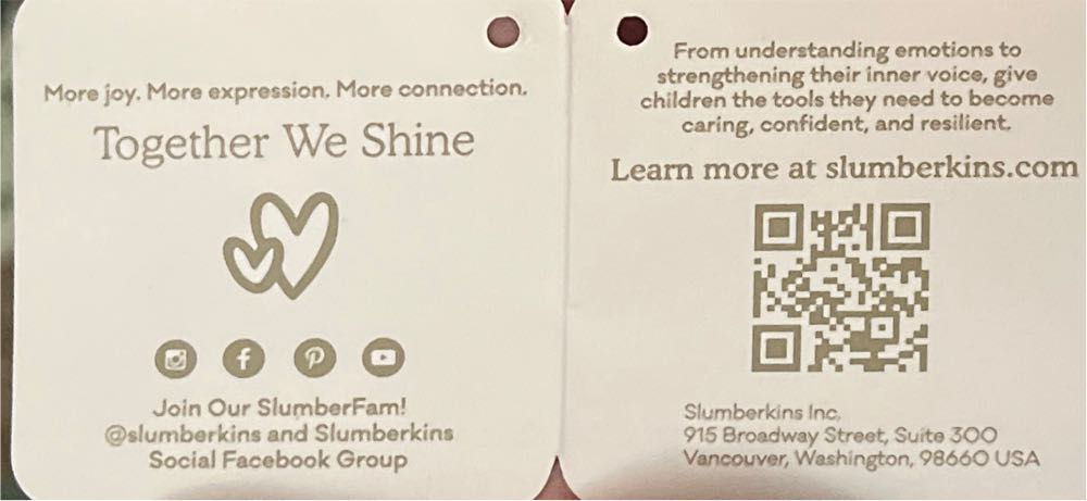 Tan Bunny Mini Slumberkins  plush collectible [Barcode 810048182930] - Main Image 2