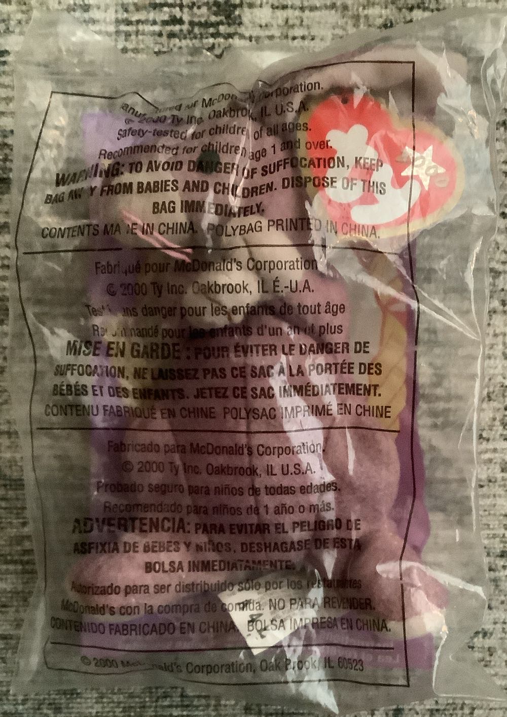 2000 McDonald’s #17 Springy the Lavender Bunny  plush collectible - Main Image 2