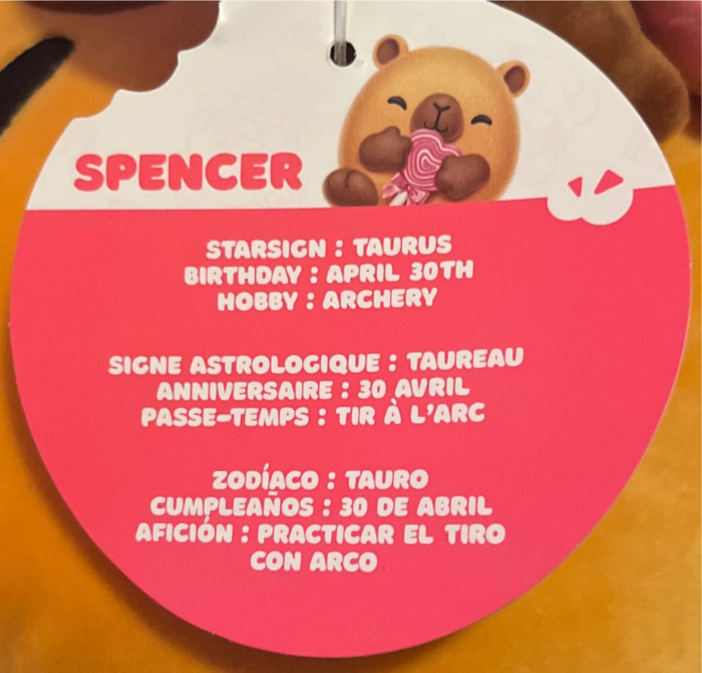 Capybara - Spencer  (United States) plush collectible [Barcode 193052077615] - Main Image 2