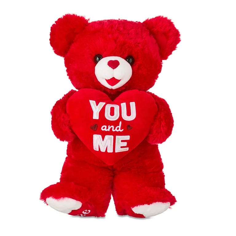 Valentines Red Bear Heart Saying You & Me  plush collectible [Barcode 195511222406] - Main Image 2