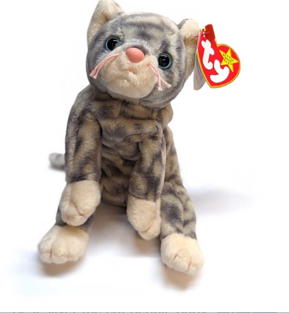 Ty Beanie Baby Silver Kitty Cat Gray Striped 1999  plush collectible - Main Image 2