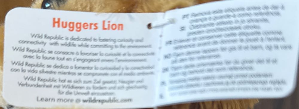 Inches Wild Republic Huggers Lion Stuffed Animal 8 Inches Lion Animal Slap  plush collectible [Barcode 092389272604] - Main Image 6