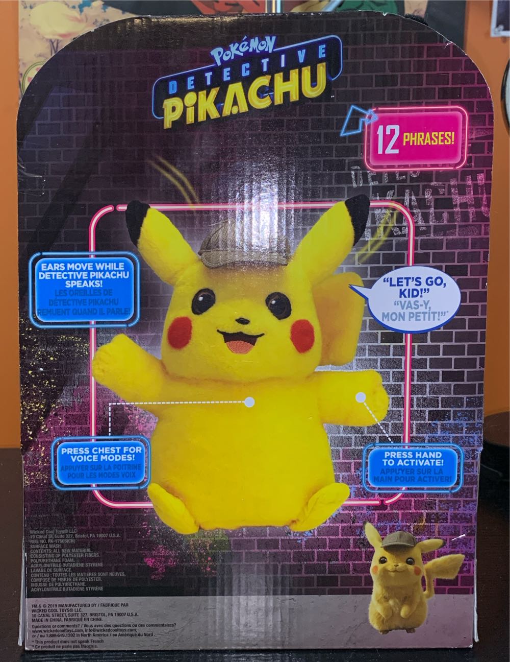Detective Pikachu [Talking, 12”]  plush collectible [Barcode 889933975711] - Main Image 2