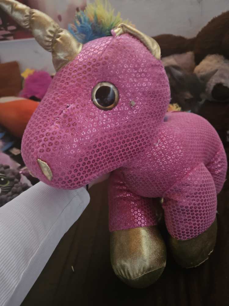 Dan Dee Pink Sparkle Glitter Unicorn Rainbow Shiny Gold Hoof Horn Lg 17”  plush collectible [Barcode 047475880195] - Main Image 2