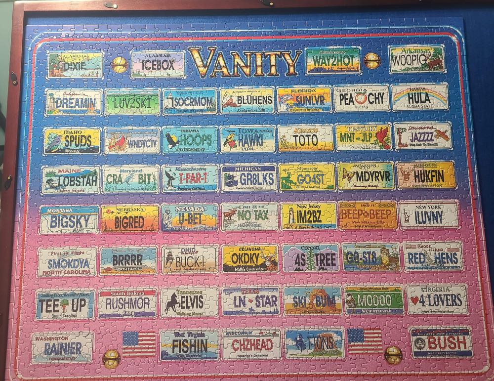 Sold - Vanity Plates - White Mountain puzzle collectible - Main Image 2