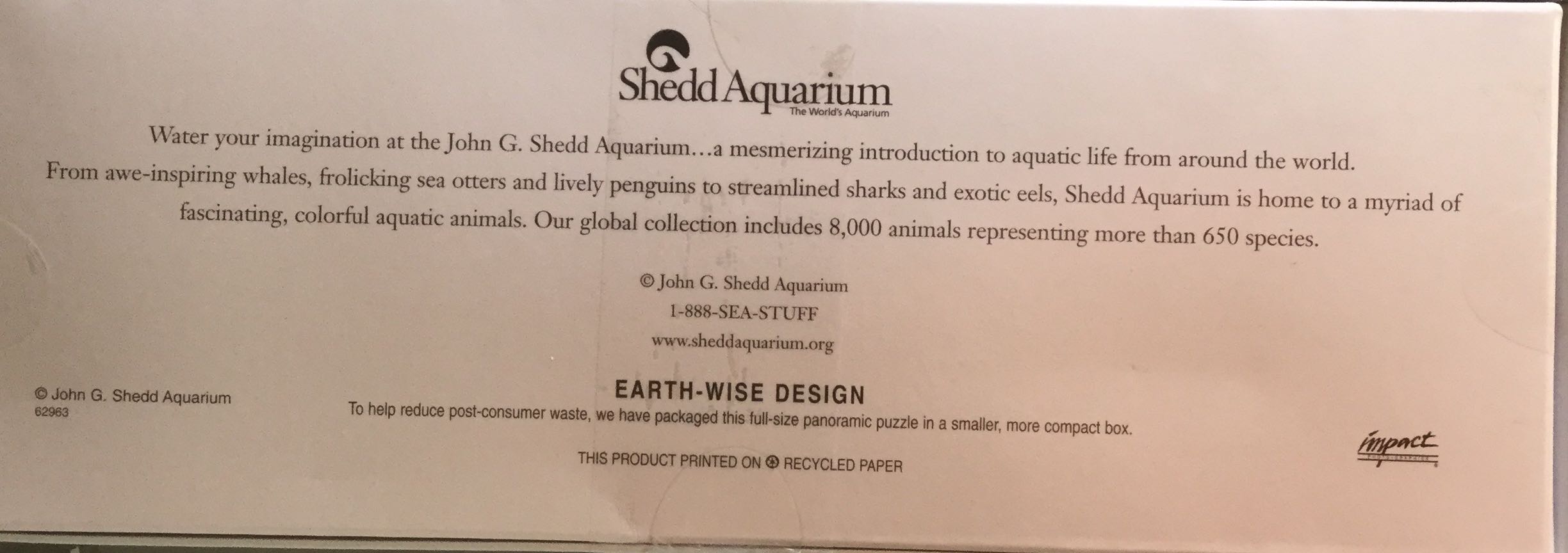 Chicago. —  Shedd Aquarium — The World’s Aquarium  puzzle collectible [Barcode 802285092363] - Main Image 3