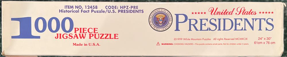 United States Presidents (NIB) - White Mountain Puzzles puzzle collectible [Barcode 724819247042] - Main Image 3