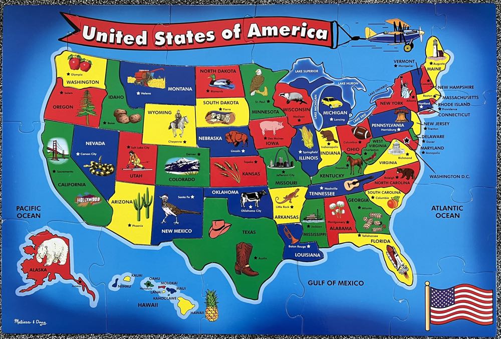 USA Map - Melissa & Doug puzzle collectible [Barcode 000772004404] - Main Image 2
