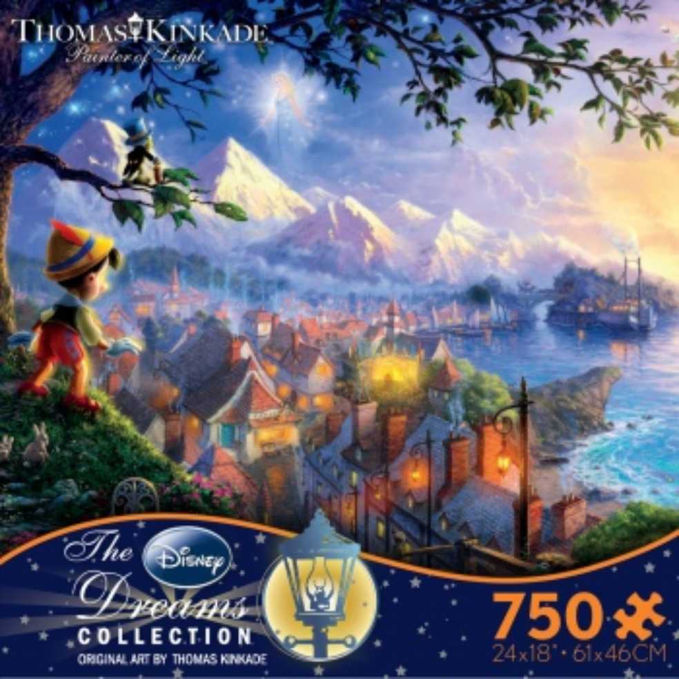 Thomas Kinkade- Pinocchio Wishes Upon A Star - Ceaco puzzle collectible [Barcode 021081029032] - Main Image 3