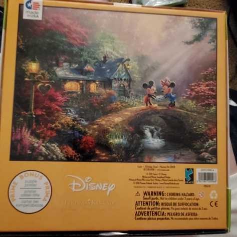 Thomas Kinkade  Mickey & Minnie Sweetheart Bridge - Ceaco puzzle collectible [Barcode 021081290968] - Main Image 2