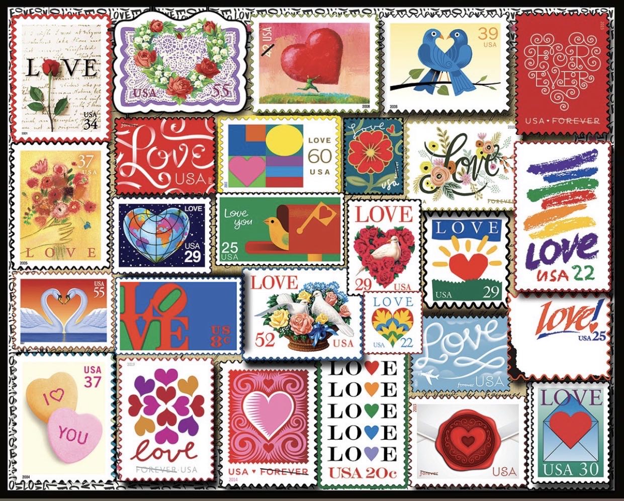Love Stamps - White Mountain Puzzles puzzle collectible [Barcode 724819262885] - Main Image 2