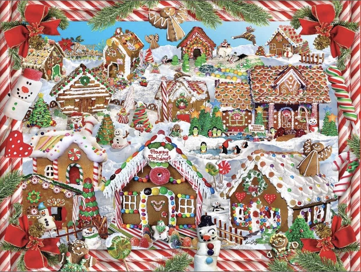 Gingerbread Village- 1 New - White Mountain puzzle collectible [Barcode 724819257607] - Main Image 2