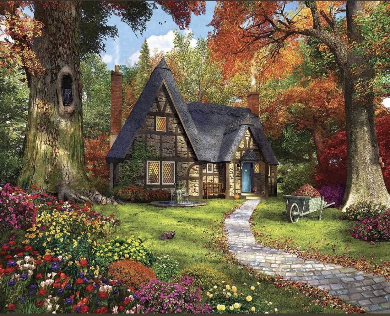 Autumn Cottage - White Mountain Puzzles puzzle collectible - Main Image 2