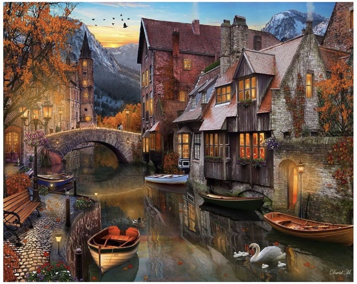 Autumn Canal - Vermont Christmas Company puzzle collectible - Main Image 2