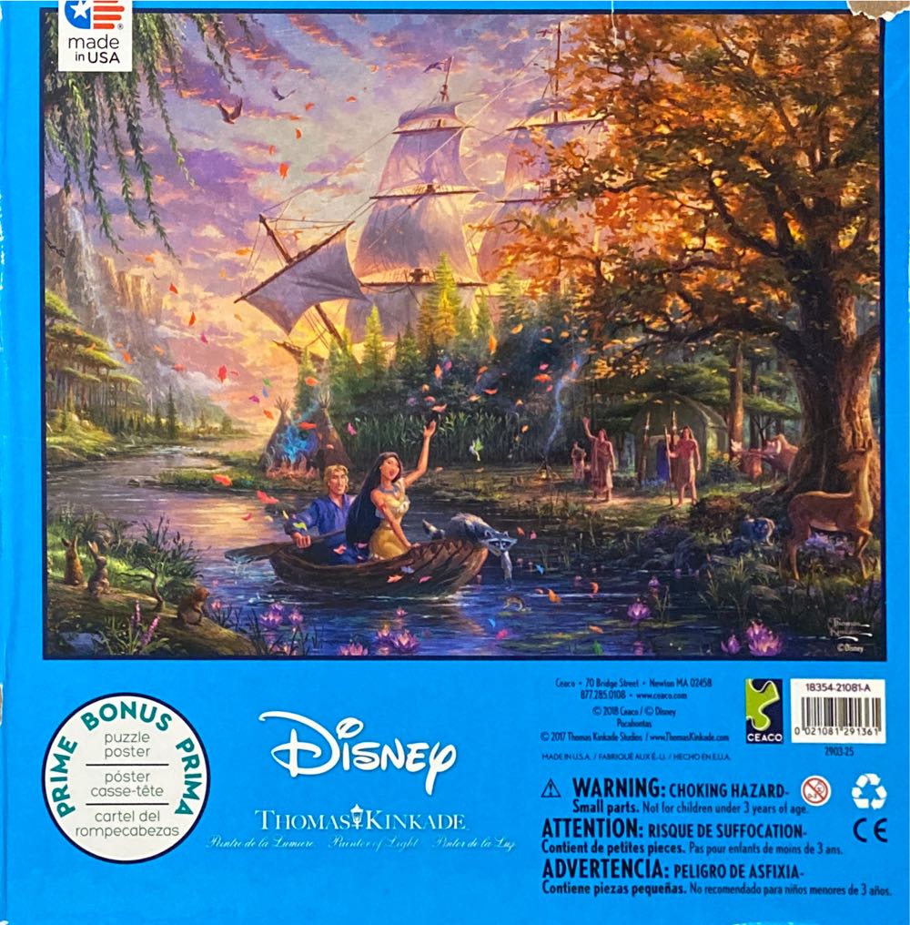 Pocahontas - Ceaco / Thomas Kinkade puzzle collectible [Barcode 021081291361] - Main Image 3