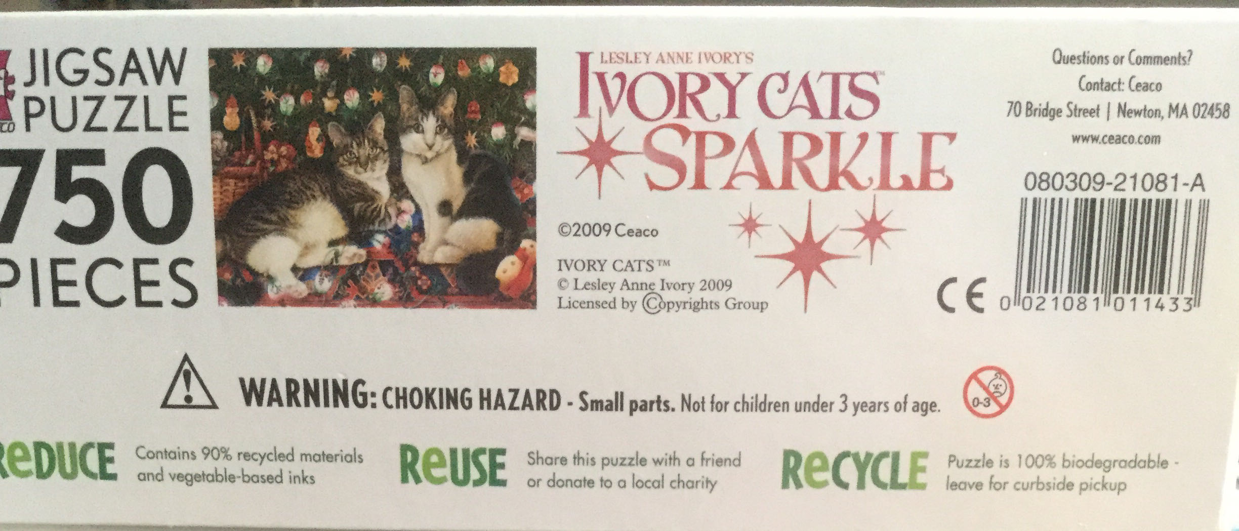 Truffle And Fudge With Christmas Lights And Snowman - Ceaco puzzle collectible [Barcode 021081011433] - Main Image 2