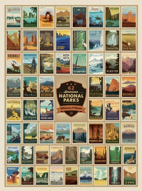 62 American National Parks Series - True South Puzzle Company puzzle collectible [Barcode 653341296603] - Main Image 2