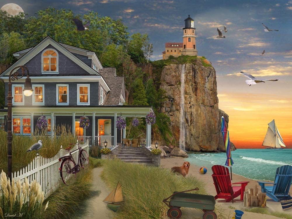 David McLean: Beachside Lighthouse - Vermont Christmas Company puzzle collectible [Barcode 819273021403] - Main Image 2