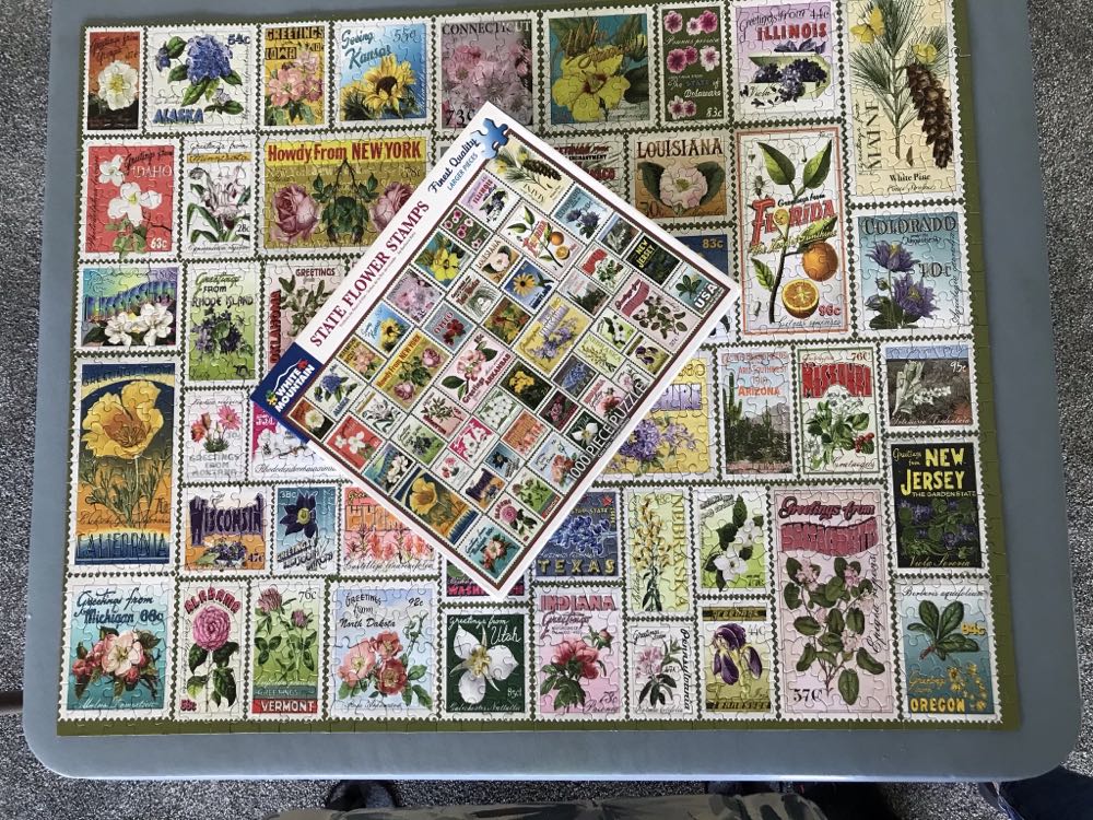State Flower Stamps-TRADED - White Mountain Puzzles puzzle collectible [Barcode 724819260157] - Main Image 3