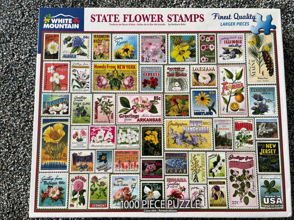 State Flower Stamps-TRADED - White Mountain Puzzles puzzle collectible [Barcode 724819260157] - Main Image 4