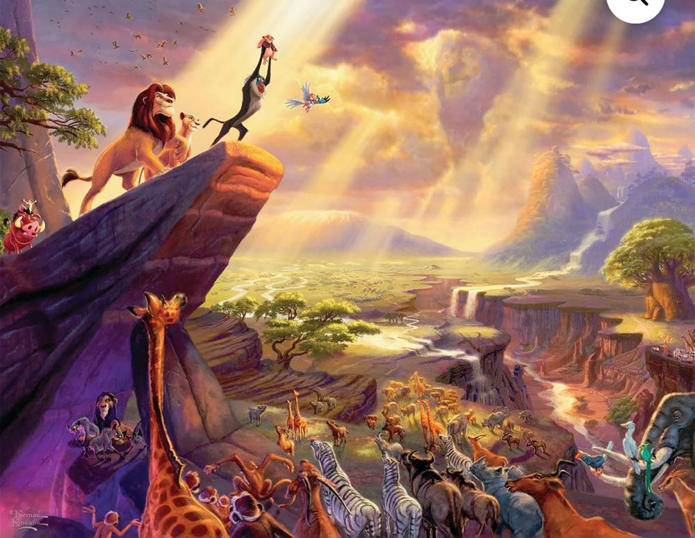 Lion King, Peter Pan, Princess & The Frog, & The Jungle Book - Thomas Kinkade/Ceaco puzzle collectible [Barcode 9781940271071] - Main Image 2