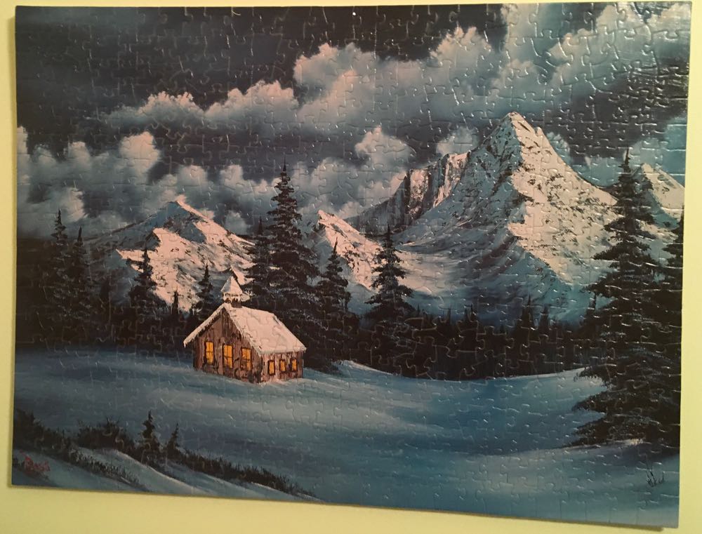 Bob Ross: Winter Cabin in the Woods - Herrschners puzzle collectible [Barcode 784229068149] - Main Image 2