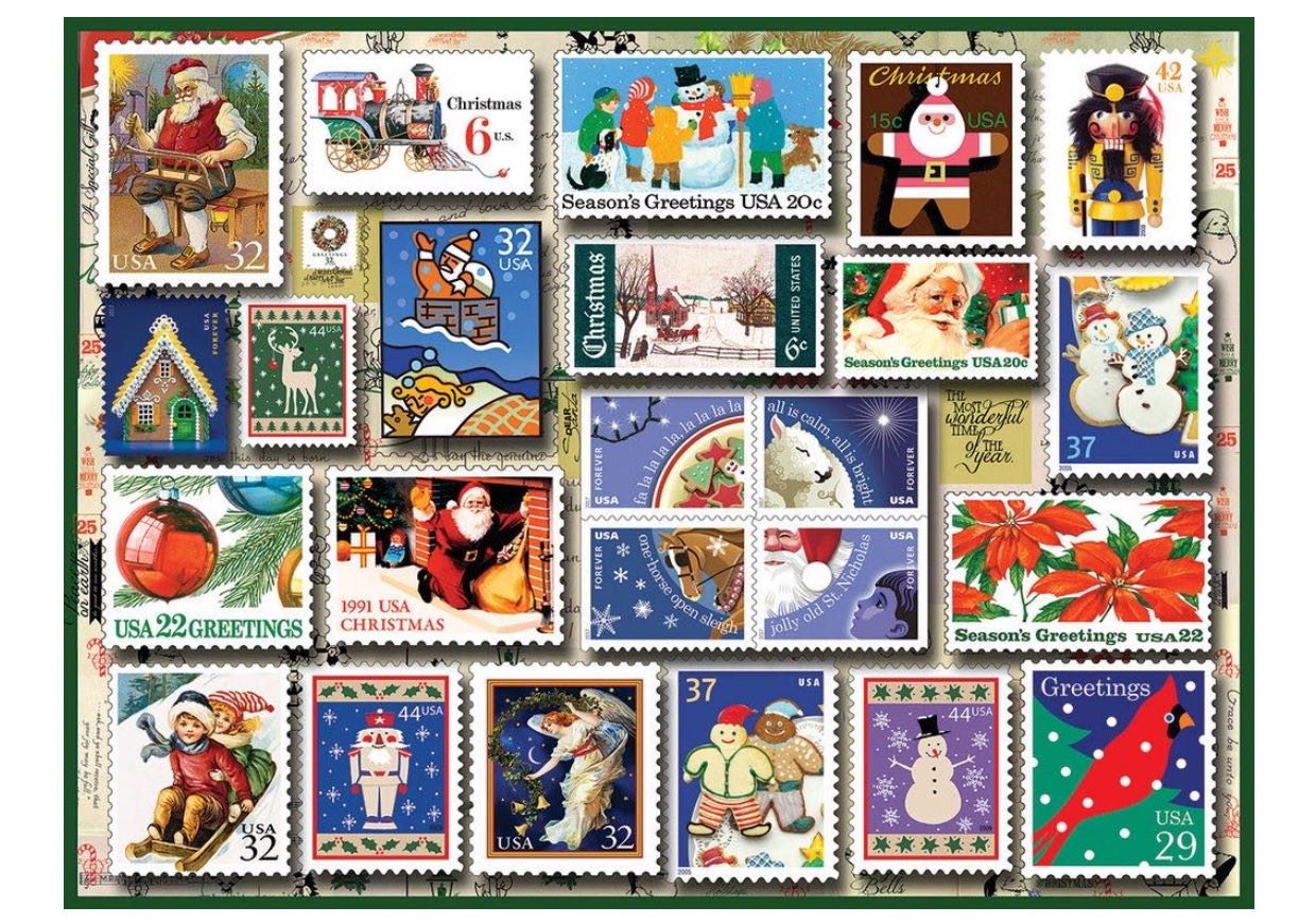 Holiday Stamps - White Mountain Puzzles puzzle collectible [Barcode 724819262946] - Main Image 2