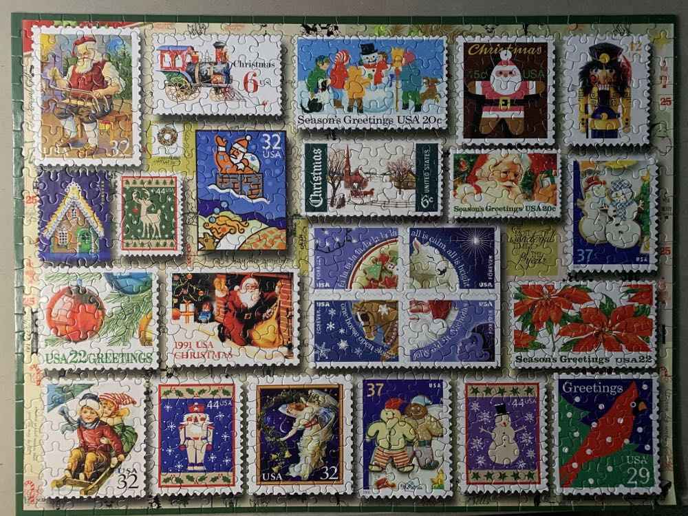 Holiday Stamps - White Mountain Puzzles puzzle collectible [Barcode 724819262946] - Main Image 3