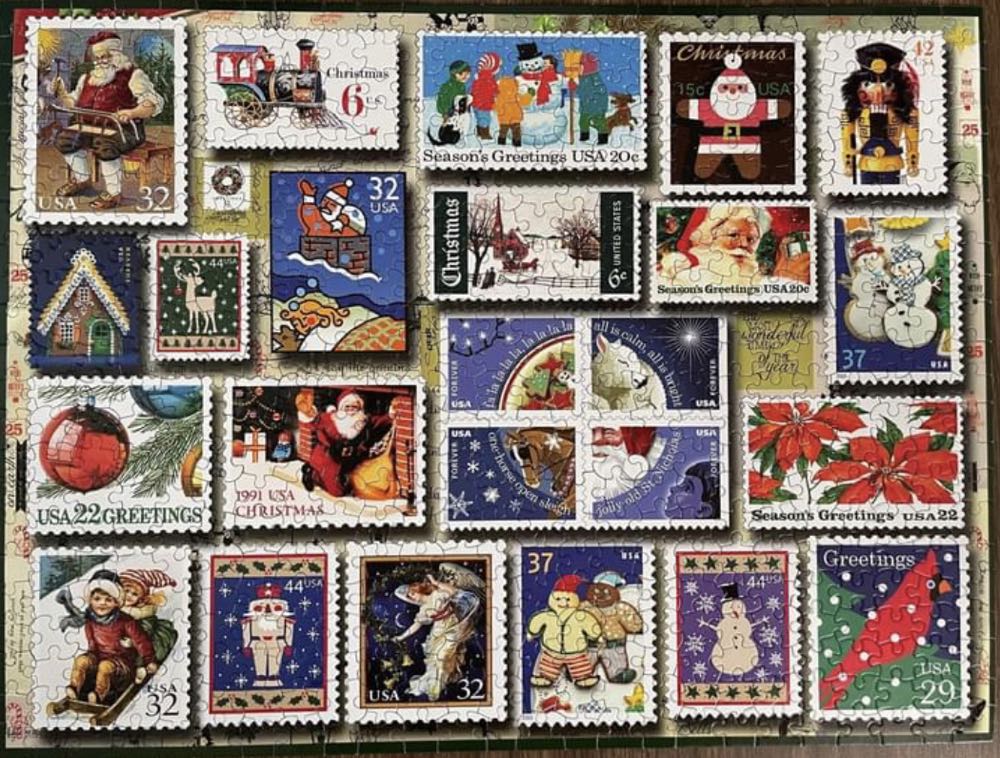 Holiday Stamps - White Mountain Puzzles puzzle collectible [Barcode 724819262946] - Main Image 4