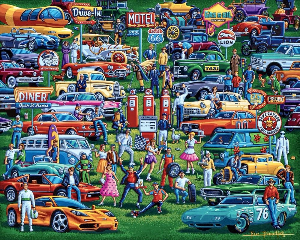 The History of Cars - Dowdle Folk Art puzzle collectible [Barcode 671095004381] - Main Image 2