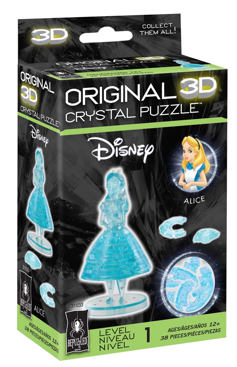 Alice In Wonderland Blue Dress 3D Crystal Puzzle - Bepuzzled puzzle collectible [Barcode 023332310333] - Main Image 2