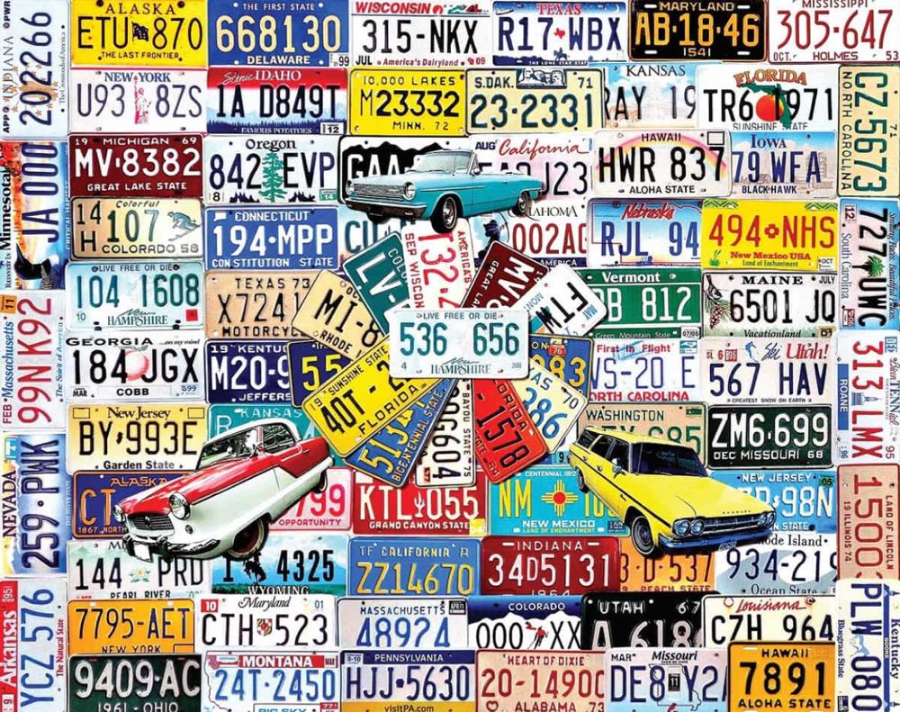 License Plates - White Mountain Puzzles puzzle collectible [Barcode 724819255504] - Main Image 2