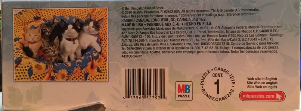 5 Kittens In A Sunflower Basket - MB Puzzle puzzle collectible [Barcode 653569527930] - Main Image 2