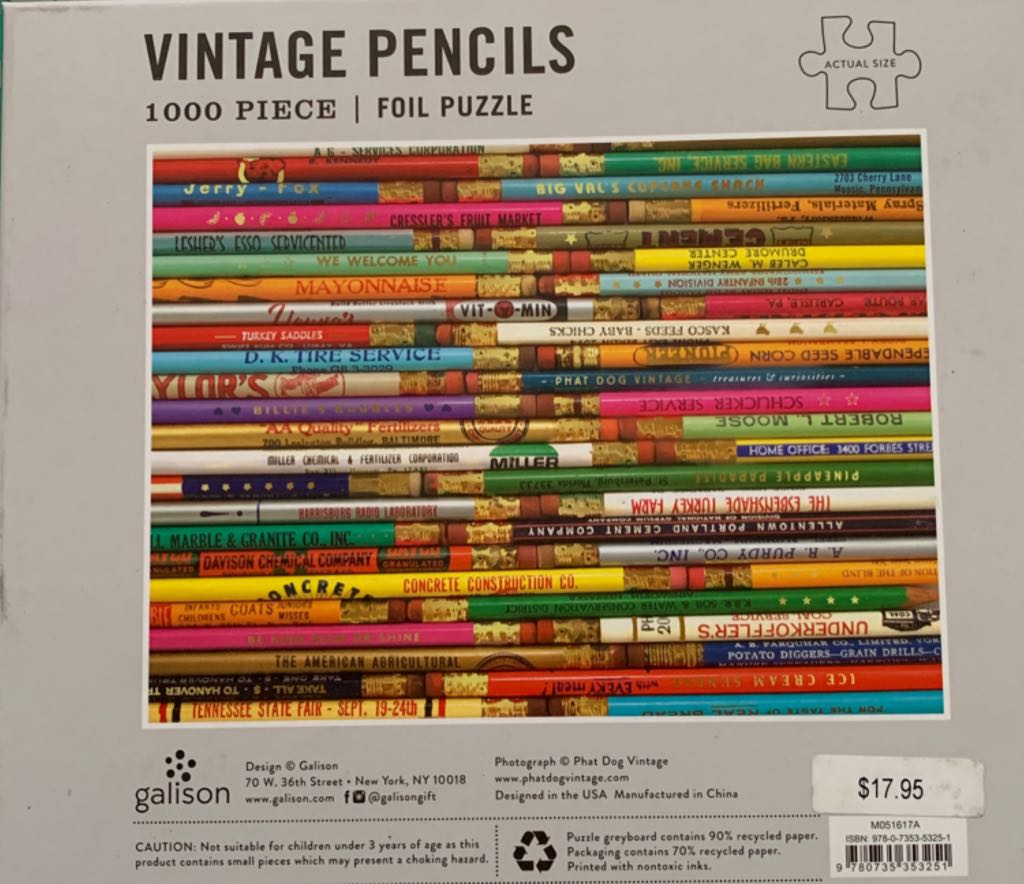 Vintage Pencils - 20, 5/17/20- SOLD - Galison puzzle collectible - Main Image 2