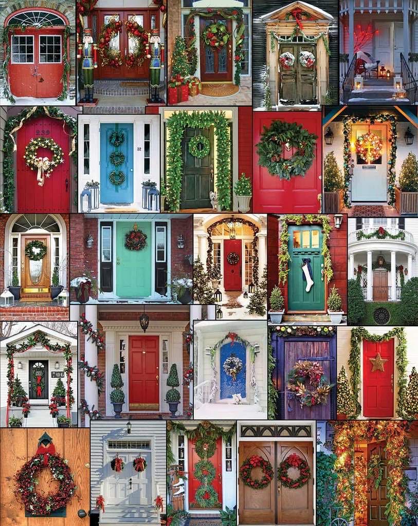 Holiday Doors - White Mountain Puzzles puzzle collectible [Barcode 724819258123] - Main Image 2