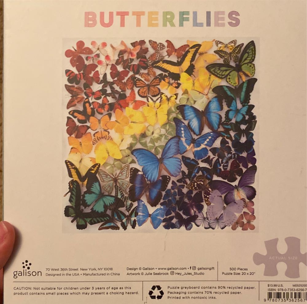 Rainbow Butterflies - Galison puzzle collectible [Barcode 9780735362567] - Main Image 4