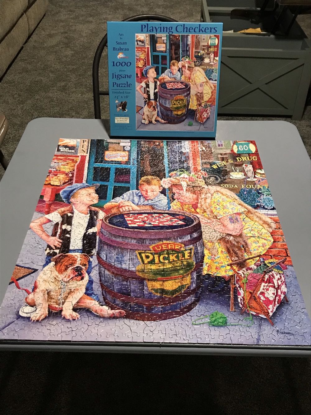 Playing Checkers - 109, 4/17/21 - SunsOut puzzle collectible [Barcode 796780442627] - Main Image 2