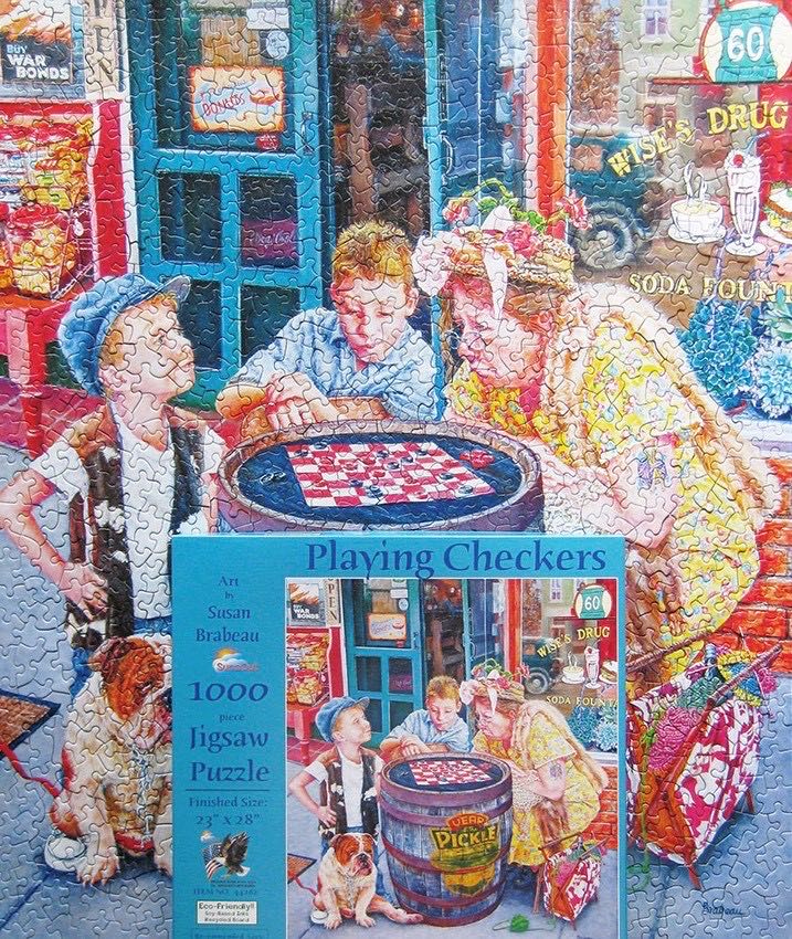 Playing Checkers - 109, 4/17/21 - SunsOut puzzle collectible [Barcode 796780442627] - Main Image 4