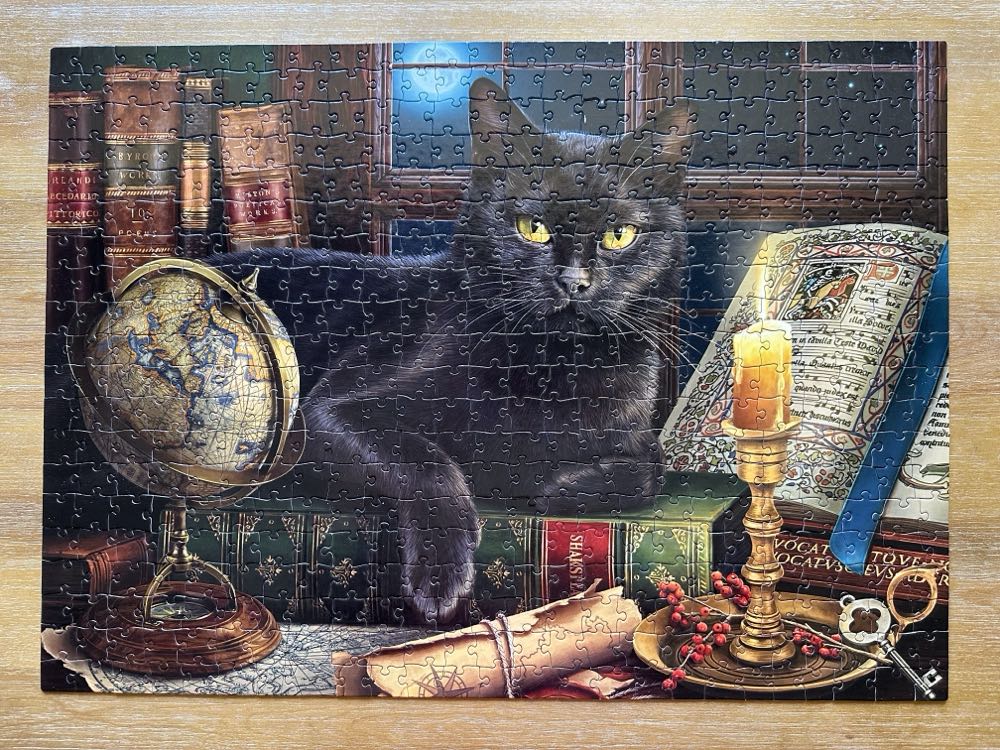 Black Cat By Candlelight - SunsOut puzzle collectible [Barcode 796780429062] - Main Image 2