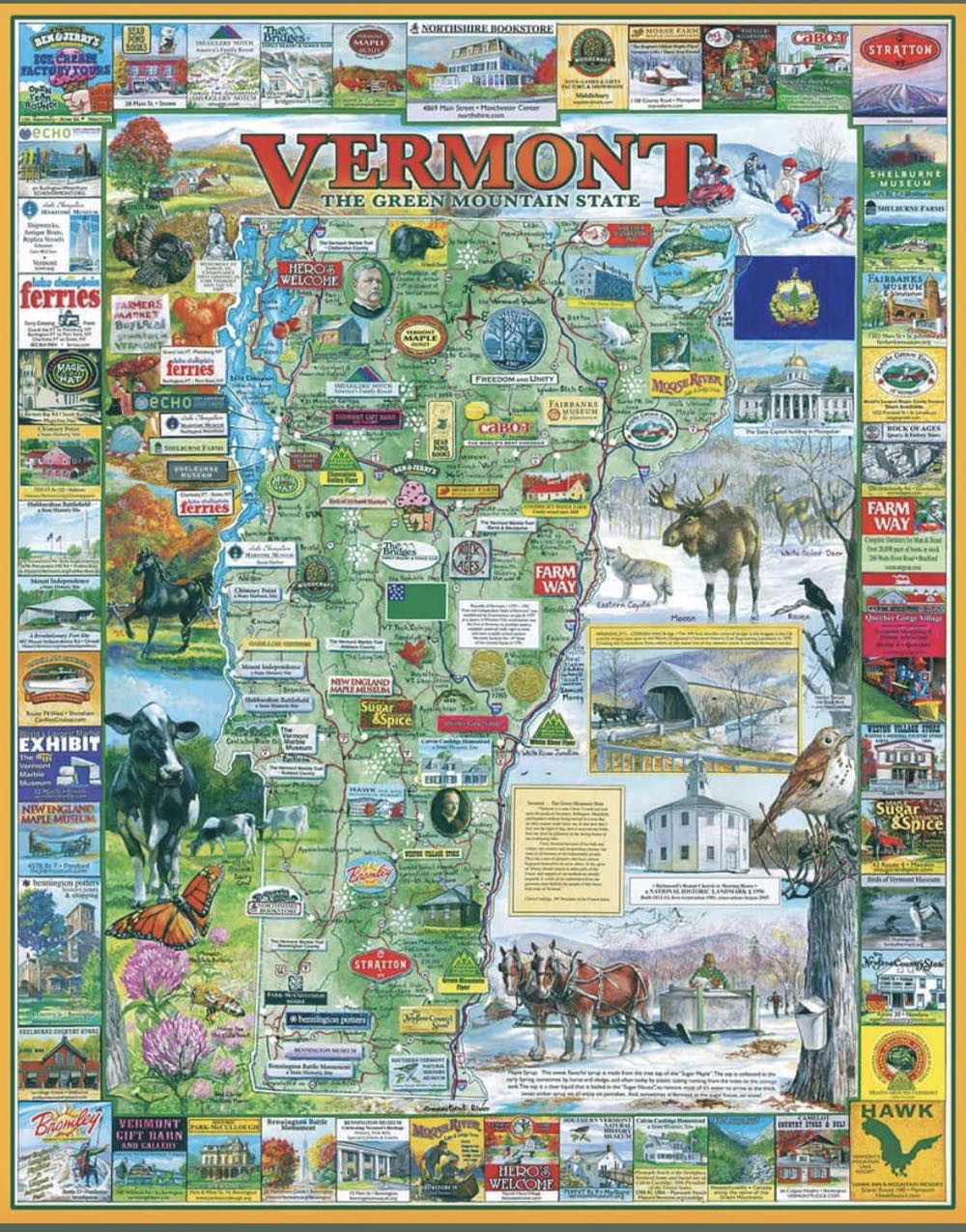 Vermont The Green Mtn State/Sealed/SellShip - White Mountain Puzzles puzzle collectible [Barcode 724819252404] - Main Image 2