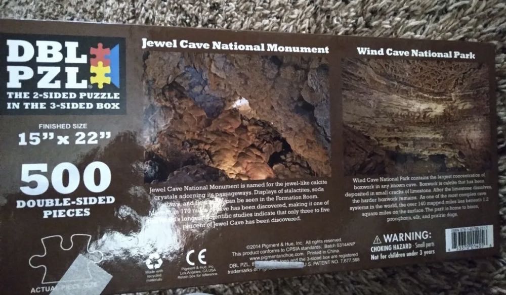 Jewel Cave - Wind Cave, Double Sided  puzzle collectible [Barcode 653370014056] - Main Image 2