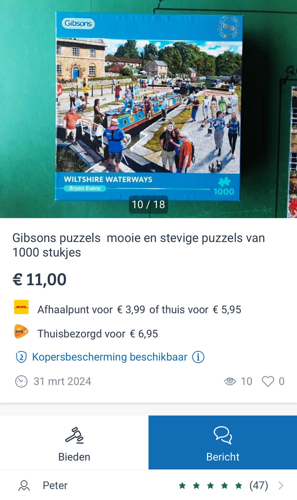 Wiltshire Waterways Saskia Lenen - Gibsons puzzle collectible [Barcode 5012269063967] - Main Image 4